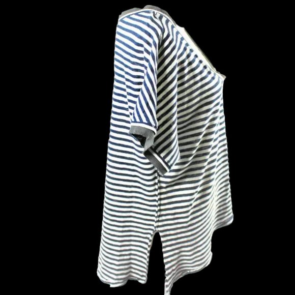 Free People We The Free Black & Cream Stripe Short Sleeve High Low Tunic… - Picture 3 of 9